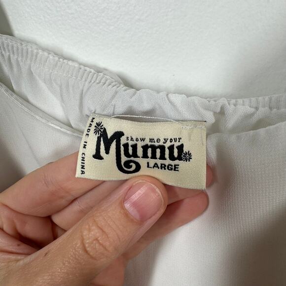 Show Me Your Mumu Dress Women L White Rowen Ruffle Sundress Bride Wedding Grad - Picture 6 of 7